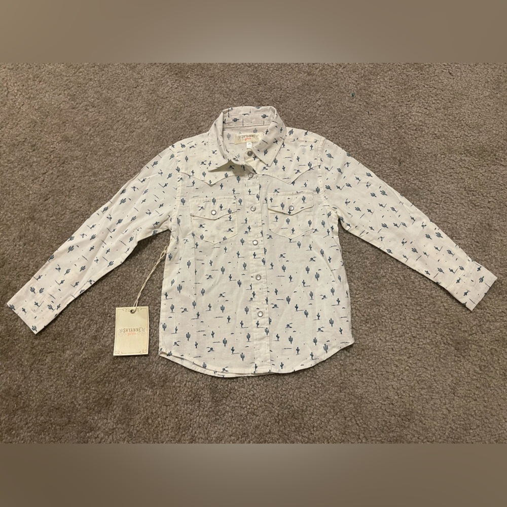 NWT Toddler Shyanne Girls Cactus Western Pearl Snap Long Sleeve Shirt Size 2T